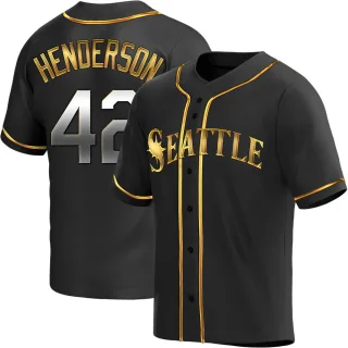Replica Men's Dave Henderson Seattle Mariners Alternate Jersey - Black Golden