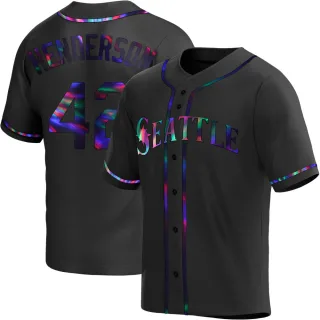 Replica Men's Dave Henderson Seattle Mariners Alternate Jersey - Black Holographic