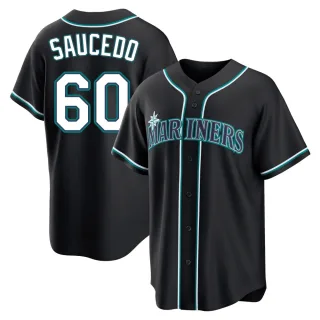 Replica Men's Tayler Saucedo Seattle Mariners Fashion Out Jersey - Black