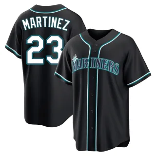 Replica Men's Tino Martinez Seattle Mariners Fashion Out Jersey - Black