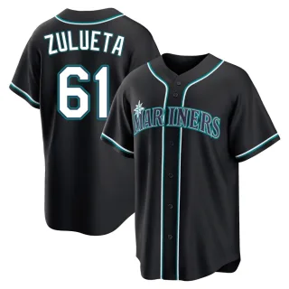 Replica Men's Yosver Zulueta Seattle Mariners Fashion Out Jersey - Black