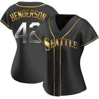 Replica Women's Dave Henderson Seattle Mariners Alternate Jersey - Black Golden