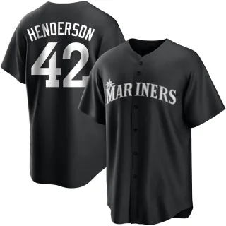 Replica Youth Dave Henderson Seattle Mariners Jersey - Black/White